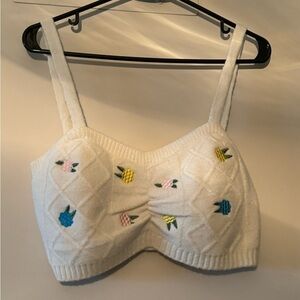Vintage Off White Pineapple Crop Top